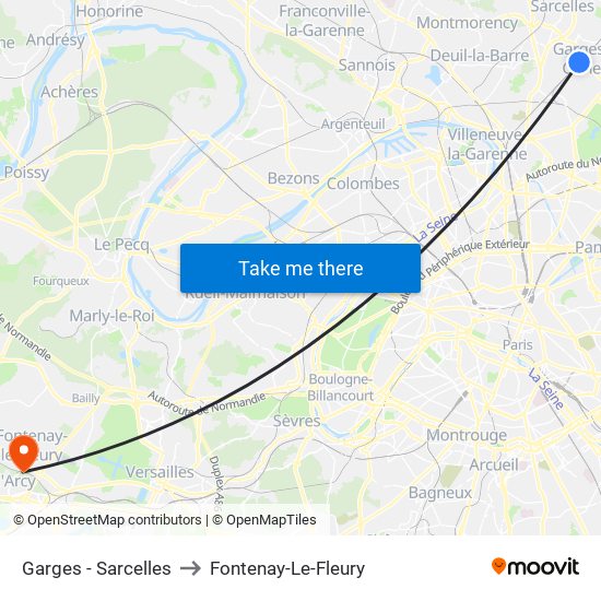 Garges - Sarcelles to Fontenay-Le-Fleury map