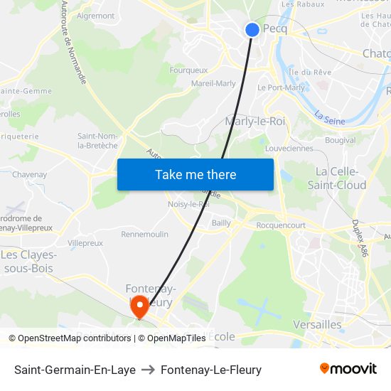 Saint-Germain-En-Laye to Fontenay-Le-Fleury map