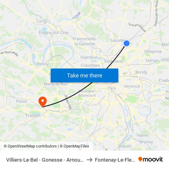Villiers-Le-Bel - Gonesse - Arnouville to Fontenay-Le-Fleury map