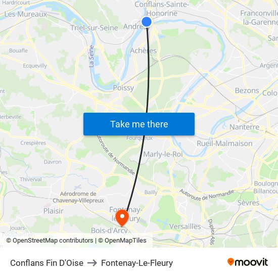 Conflans Fin D'Oise to Fontenay-Le-Fleury map