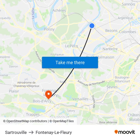 Sartrouville to Fontenay-Le-Fleury map