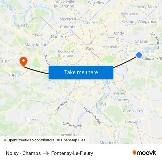 Noisy - Champs to Fontenay-Le-Fleury map