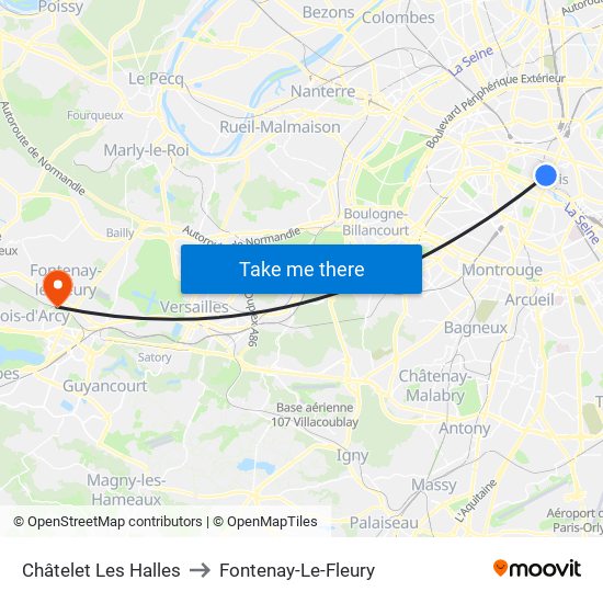 Châtelet Les Halles to Fontenay-Le-Fleury map