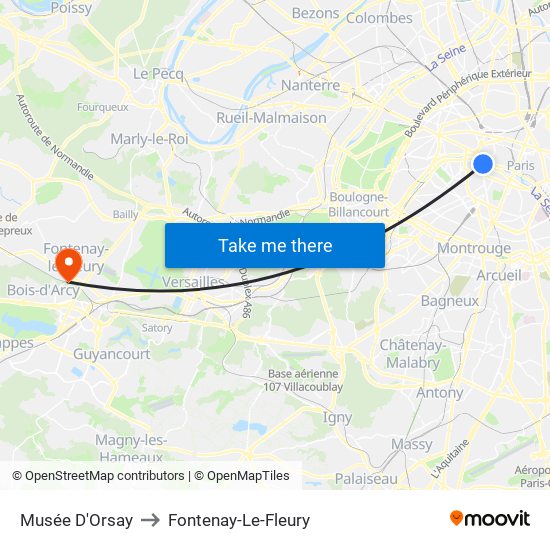 Musée D'Orsay to Fontenay-Le-Fleury map