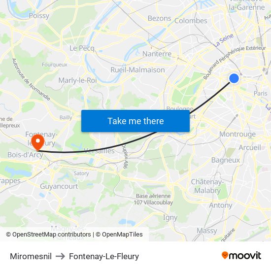 Miromesnil to Fontenay-Le-Fleury map