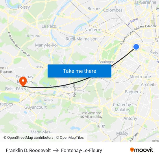 Franklin D. Roosevelt to Fontenay-Le-Fleury map