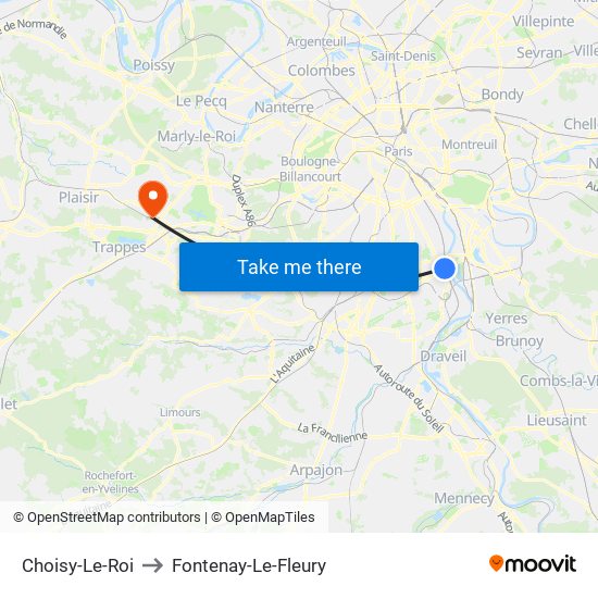 Choisy-Le-Roi to Fontenay-Le-Fleury map