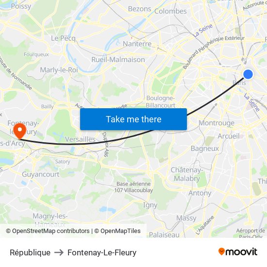 République to Fontenay-Le-Fleury map