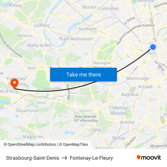 Strasbourg-Saint-Denis to Fontenay-Le-Fleury map