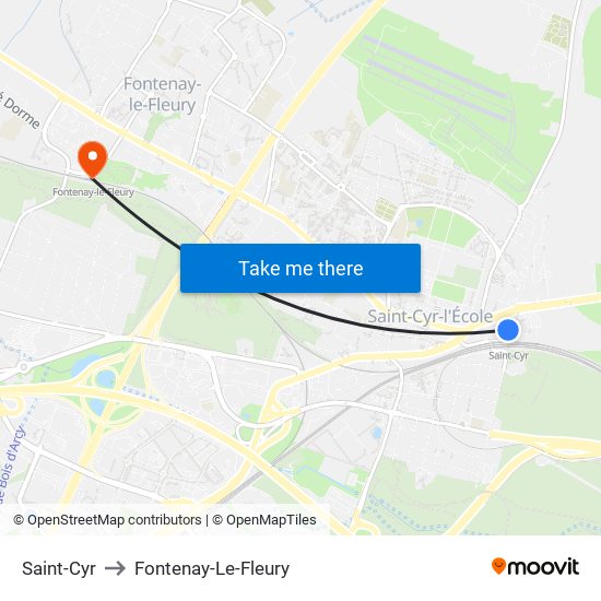 Saint-Cyr to Fontenay-Le-Fleury map