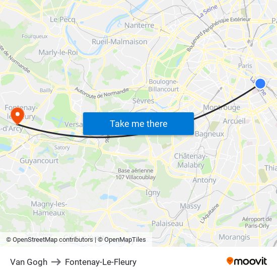 Van Gogh to Fontenay-Le-Fleury map