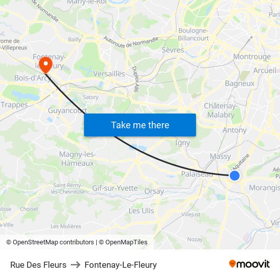 Rue Des Fleurs to Fontenay-Le-Fleury map