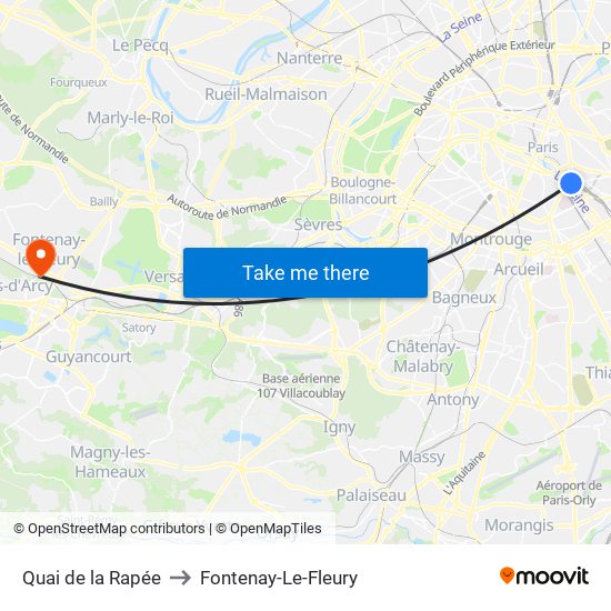 Quai de la Rapée to Fontenay-Le-Fleury map