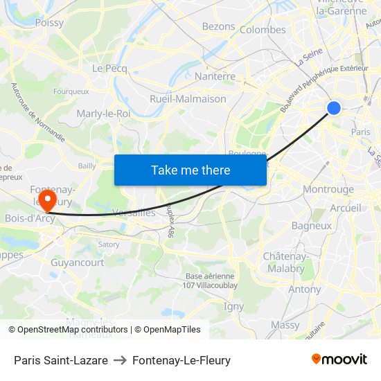 Paris Saint-Lazare to Fontenay-Le-Fleury map