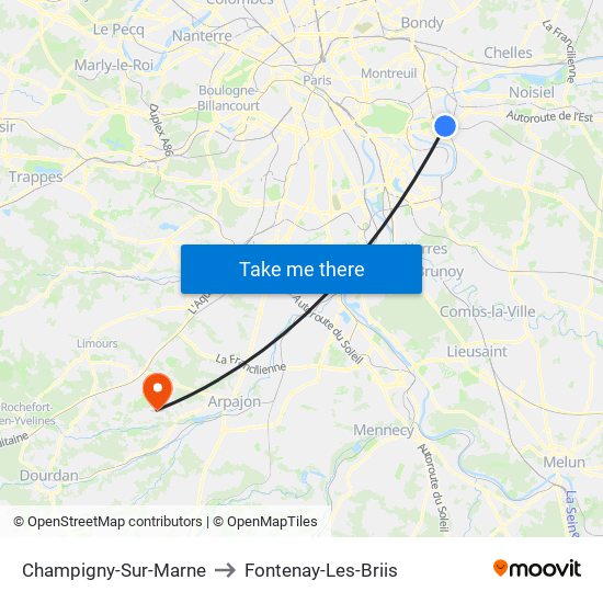 Champigny-Sur-Marne to Fontenay-Les-Briis map