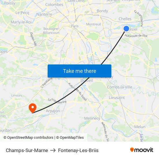 Champs-Sur-Marne to Fontenay-Les-Briis map