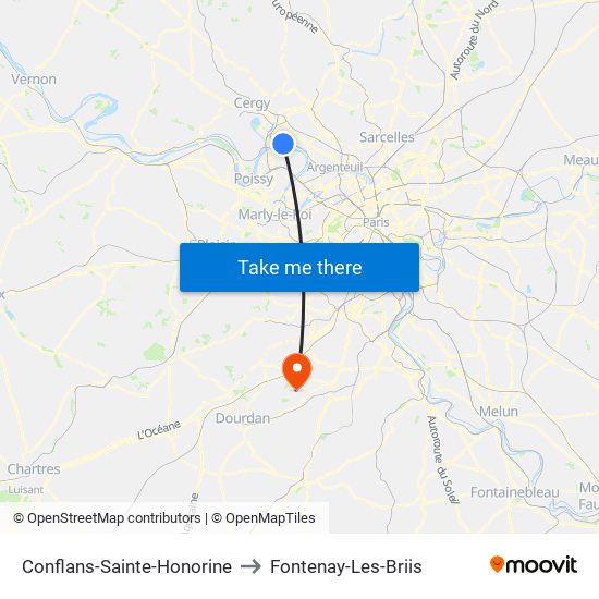 Conflans-Sainte-Honorine to Fontenay-Les-Briis map