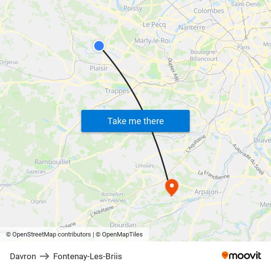 Davron to Fontenay-Les-Briis map