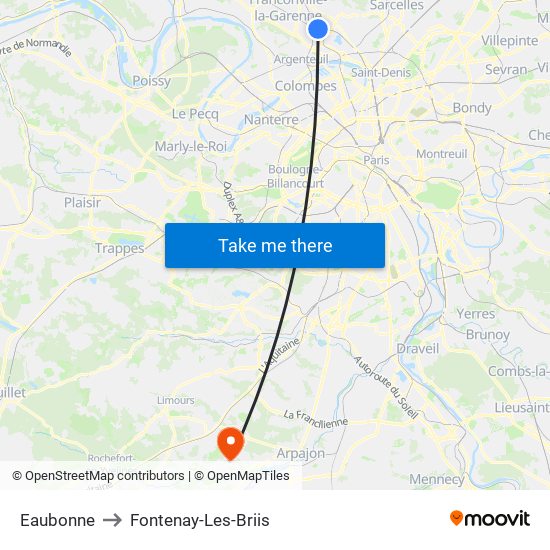 Eaubonne to Fontenay-Les-Briis map