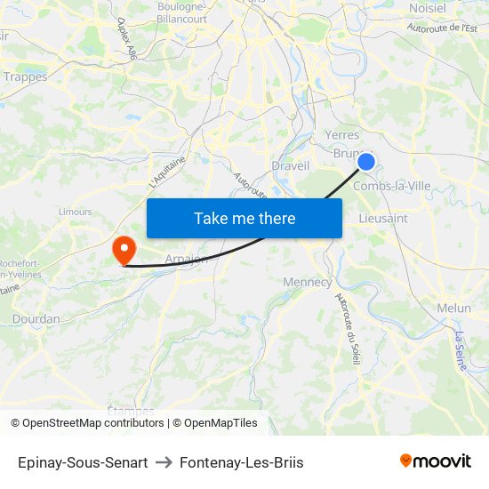 Epinay-Sous-Senart to Fontenay-Les-Briis map