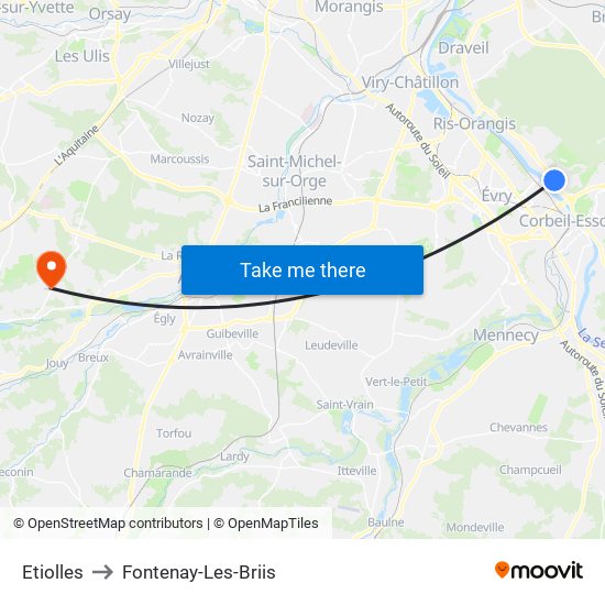 Etiolles to Fontenay-Les-Briis map