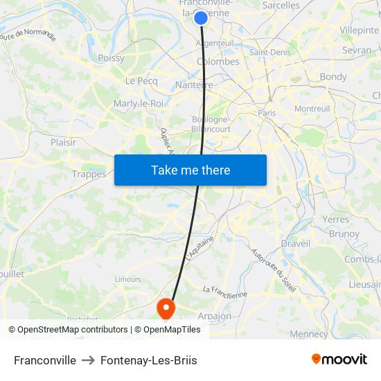 Franconville to Fontenay-Les-Briis map