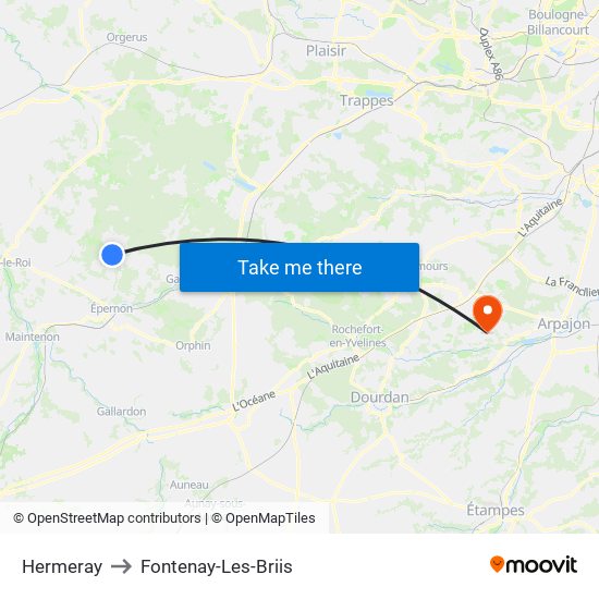 Hermeray to Fontenay-Les-Briis map