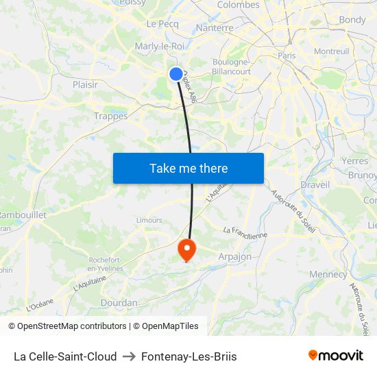 La Celle-Saint-Cloud to Fontenay-Les-Briis map