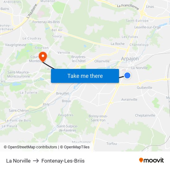 La Norville to Fontenay-Les-Briis map