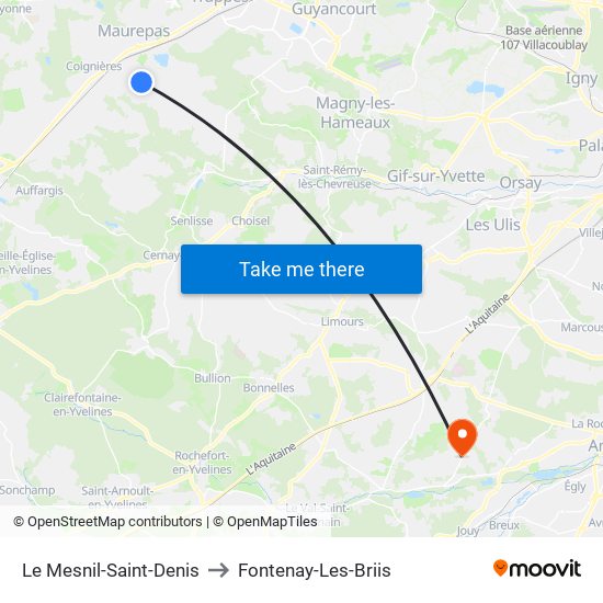 Le Mesnil-Saint-Denis to Fontenay-Les-Briis map