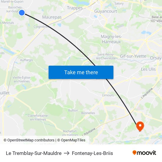 Le Tremblay-Sur-Mauldre to Fontenay-Les-Briis map