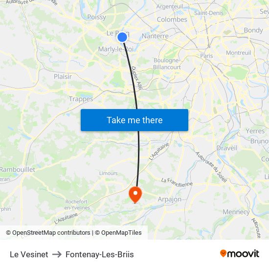 Le Vesinet to Fontenay-Les-Briis map
