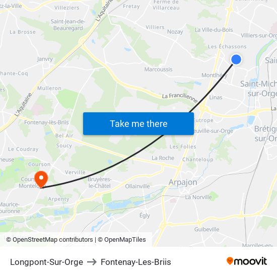 Longpont-Sur-Orge to Fontenay-Les-Briis map