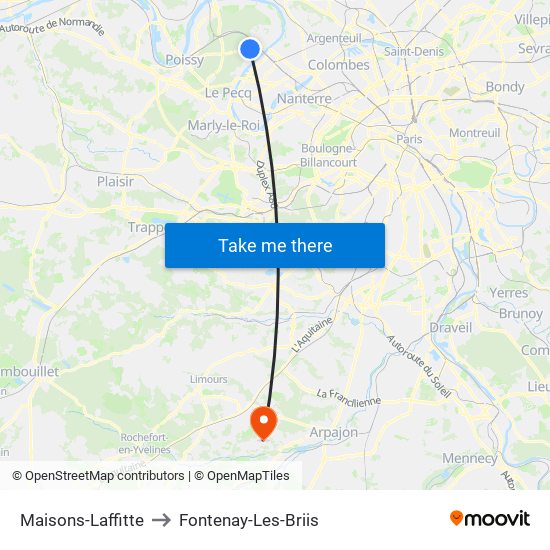 Maisons-Laffitte to Fontenay-Les-Briis map