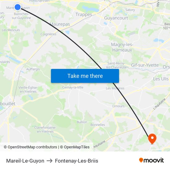 Mareil-Le-Guyon to Fontenay-Les-Briis map