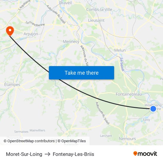 Moret-Sur-Loing to Fontenay-Les-Briis map