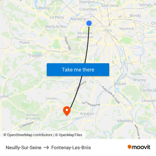 Neuilly-Sur-Seine to Fontenay-Les-Briis map