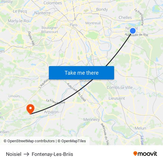 Noisiel to Fontenay-Les-Briis map