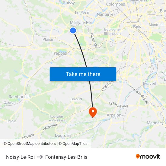 Noisy-Le-Roi to Fontenay-Les-Briis map