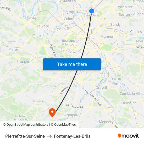 Pierrefitte-Sur-Seine to Fontenay-Les-Briis map