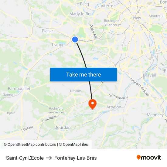Saint-Cyr-L'Ecole to Fontenay-Les-Briis map