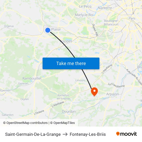 Saint-Germain-De-La-Grange to Fontenay-Les-Briis map