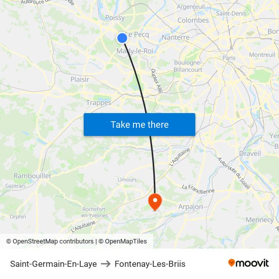 Saint-Germain-En-Laye to Fontenay-Les-Briis map