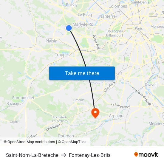 Saint-Nom-La-Breteche to Fontenay-Les-Briis map