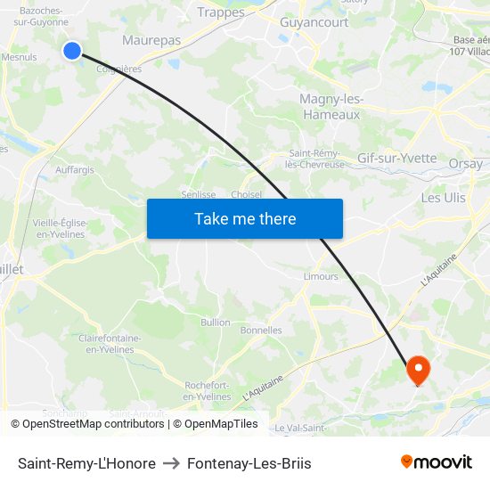 Saint-Remy-L'Honore to Fontenay-Les-Briis map