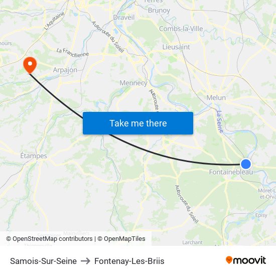 Samois-Sur-Seine to Fontenay-Les-Briis map