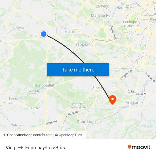 Vicq to Fontenay-Les-Briis map