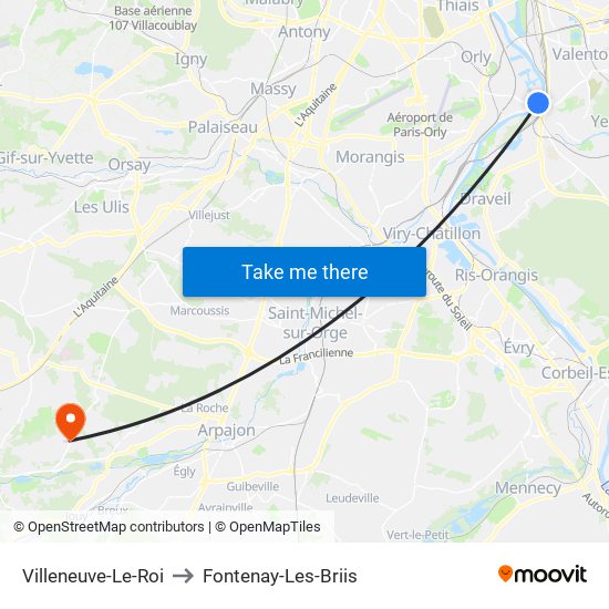 Villeneuve-Le-Roi to Fontenay-Les-Briis map