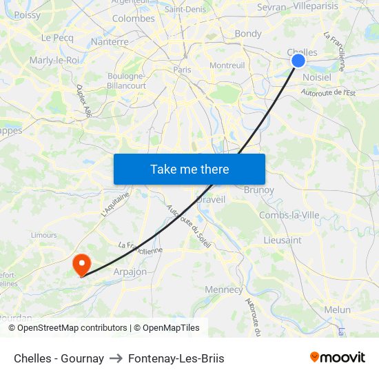 Chelles - Gournay to Fontenay-Les-Briis map