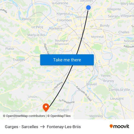 Garges - Sarcelles to Fontenay-Les-Briis map